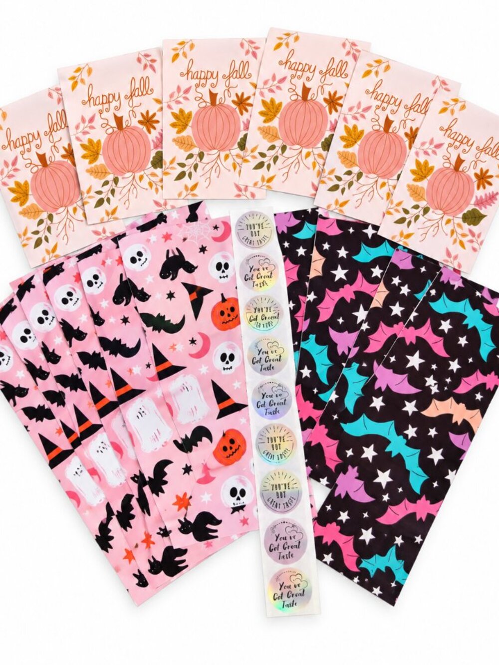 Halloween Fall Reseller Packaging Bundle Poly Mailers Cards Stickers 30Piece Set